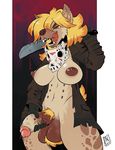  anthro ball_tuft balls boon_digges breasts clothing dickgirl gloves halloween holidays hyena intersex jason_vorhees machete mammal mask melee_weapon multi_nipple nipples penis pubes solo torn_clothing uncut weapon zwitterkitsune 