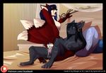  2017 anthro azaleesh balls bed black_fur black_hair black_nose blue_eyes blue_hair breasts buttplug canine cowgirl_position cum cum_in_pussy cum_inside cum_on_penis feline female female_on_top fox fur hair inside jesse lying male male/female male_penetrating mammal multi_tail nipples on_back on_top orgasm penetration penis piercing pussy red_fur sex sex_toy vaginal vaginal_penetration white_fur yumiki 