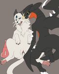  2017 black_sclera blue_eyes claws duo female female/female fur garchomp grey_background kneeling luxx-fuxx maka nintendo open_mouth pawpads penetration persian pok&eacute;mon pok&eacute;mon_(species) pussy rear_view reclining simple_background smile spread_legs spreading teeth toe_claws tongue vaginal vaginal_penetration video_games white_fur yellow_eyes 