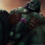  2017 anal balls barmaku belly big_belly erection green_body hi_res humanoid humanoid_penis male male/male nipples obese orc overweight penis 