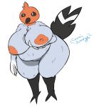  2018 anthro areola avian belly big_areola big_belly big_breasts big_butt big_thighs breast_grab breasts butt cosmicscourge embarrassed feathers female fletchling hand_on_breast huge_thighs nintendo nipples overweight overweight_female pok&eacute;mon pok&eacute;mon_(species) pussy video_games voluptuous wide_hips 