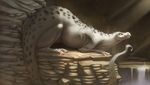  ambiguous_gender detailed_background digital_media_(artwork) dragon feral grey_skin jademere lying rock solo waterfall 