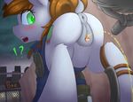  2017 ?! absurd_res animal_genitalia animal_pussy anus blush brown_hair building butt_focus chainlink_fence clitoral_winking clitoris cloud cutie_mark darkened_genitals detailed_background dock equine equine_pussy eyebrows_visible_through_hair fallout fallout_equestria fan_character female fence feral green_eyes hair hi_res horn horse kit-bash littlepip looking_back low-angle_view mammal my_little_pony open_mouth outside peeing pip-boy pipbuck pony pussy raining raised_tail rear_view sign sky solo surprise unicorn urine video_games watersports 