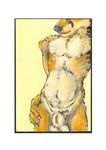  acrylic anthro balls canine cbrn_hyena fox fur male mammal muscular nude penis pinup pose smile solo standing traditional_media_(artwork) 