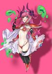  armor bikini_armor black_gloves black_legwear blue_eyes blush breasts cape dragon_horns dragon_tail earrings elbow_gloves elizabeth_bathory_(brave)_(fate) elizabeth_bathory_(fate) elizabeth_bathory_(fate)_(all) fang fate/grand_order fate_(series) gauntlets gloves highres holding holding_shield holding_sword holding_weapon horns jewelry long_hair looking_at_viewer navel open_mouth pauldrons pink_hair pointy_ears red_armor shield slime_(dragon_quest) small_breasts sword tail tears teshima_nari thighhighs tiara weapon 