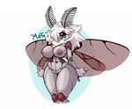  anthro arthropod breasts exoskeleton female hair insect limebreaker moth nipples nude pussy solo standing thick_thighs voluptuous wide_hips wings 