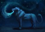  ambiguous_gender blue_theme digital_media_(artwork) feline feral fur jademere lion mammal night open_mouth paws sky solo standing star starry_sky teeth tongue 