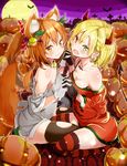  animal_ears cleavage fuku_kitsune halloween horns tail thighhighs torn_clothes 