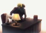  2boys anal blonde_hair bottomless dash10 desk eizen_(tales) male_focus multiple_boys office penetration sex suit tagme tales_of_(series) tales_of_berseria thrusting yaoi 