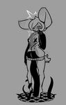  abdominal_bulge ambiguous_penetration anthro blush bottomless breasts clothed clothing consentacles female greyscale internal lagomorph limebreaker mammal monochrome nipple_tape pasties penetration rabbit solo standing tape tentacles wide_hips 