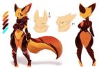  armor big_breasts blue_eyes breasts butt canine clothed clothing featureless_crotch fennec glowing hair jacket kanel machine mammal model_sheet multicolored_tail partially_clothed robot short_hair thick_thighs whisski 