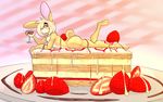  3_toes bastien blonde_hair blush cake canine dog food hair inoby lagomorph male mammal nude pink_eyes pink_nose rabbit toes 