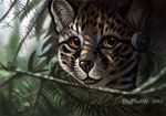  2017 black_lips black_nose day detailed_background digital_media_(artwork) feline feral flashw mammal no_sclera ocelot outside solo tree whiskers 