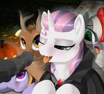  2017 absurd_res ambiguous_gender animal_genitalia animal_penis blush costume disembodied_penis equine equine_penis fangs friendship_is_magic green_eyes group hair halloween hi_res holidays horn jack-o&#039;-lantern male mammal multicolored_hair my_little_pony one_eye_closed open_mouth penis redvais sweetie_belle_(mlp) tongue tongue_out two_tone_hair unicorn 