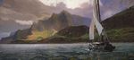  cloud cloudy_sky island landscape ocean original rounin_(amuza) sailboat scenery seascape sky watercraft 