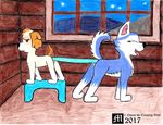  anus butt canine cub dildo dog duo everest_(paw_patrol) female feral mammal mrchaosthecunningwlf_(artist) paw_patrol pussy sex_toy skye_(paw_patrol) traditional_media_(artwork) young 