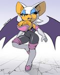  2017 5_fingers anthro armwear bat bat_wings big_breasts boots breasts cleavage clothed clothing digital_media_(artwork) elbow_gloves female footwear gloves green_eyes hair half-closed_eyes mammal membranous_wings navel pose raised_leg rouge_the_bat short_hair side_boob simple_background solo sonic_(series) standing tight_clothing white_background white_hair wings xylas 