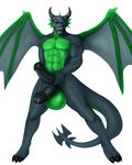  2017 balls big_balls big_penis black_scales dochyde dragon front_view green_scales looking_at_viewer male multi_penis penis scales scalie simple_background solo standing white_background xarda 