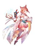  animal_ears bangs bare_shoulders bell cat_ears cat_tail elbow_gloves eyebrows_visible_through_hair fingerless_gloves fire_emblem fire_emblem_heroes fire_emblem_if floral_print fuji_choko full_body fur_trim gloves hairband highres holding japanese_clothes official_art open_mouth open_toe_shoes pink_hair red_eyes sakura_(fire_emblem_if) short_hair skirt solo tail thighhighs transparent_background zettai_ryouiki 