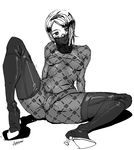  ashiomi_masato bodysuit breasts commentary_request face_mask greyscale mask medium_breasts monochrome nier_(series) nier_automata operator_21o panties sheer_bodysuit short_hair sitting sketch spread_legs thighhighs underwear 