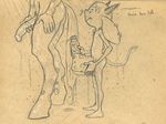  anthro balls barefoot big_ears butt changeling dialogue dripping duo english_text equine faceless_male half-erect holding_penis horn imp looking_up male male/male mammal medial_ring monochrome my_little_pony nude pencil_(artwork) penis piercing showering side_view soap spade_tail sponge standing text traditional_media_(artwork) tush tush_(character) unsure water 