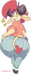  2017 alpha_channel big_breasts big_butt bracelet breasts butt caprine clothed clothing female frances_sugarfoot fully_clothed goat hair horn huge_butt jeans jewelry looking_back mammal pants red_hair side_boob simple_background smile solo thick_thighs tongue tongue_out transparent_background vimhomeless voluptuous wide_hips 