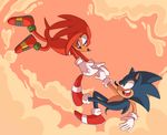  2017 anthro bdugo7 clothing echidna gloves group hedgehog knuckles_the_echidna male mammal monotreme simple_background sonic_(series) sonic_the_hedgehog text 