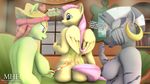  3d_(artwork) anthro anthrofied bodypaint breasts butt dialogue digital_media_(artwork) equine female fluttershy_(mlp) friendship_is_magic group mammal moorsheadfalling my_little_pony nude painting source_filmmaker text tree_hugger_(mlp) zebra zecora_(mlp) 