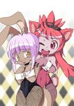  2girls artist_request brown_eyes bunnysuit cat_ears furry made_in_abyss mitty multiple_girls nanachi_(made_in_abyss) purple_hair short_hair smile 