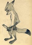  animal_genitalia animal_penis anthro balls canine canine_penis disney erection fox hi_res knot male mammal nick_wilde penis precum sheath solo tush zootopia 