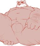  12beat13 2017 anthro balls bear belly blush butt eyewear glasses male mammal nipples overweight overweight_male penis simple_background small_penis solo tokyo_afterschool_summoners volos white_background 