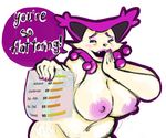  anthro big_breasts blush breasts delcatty digital_media_(artwork) feline female mammal mature_female milfcatty_(mortal_chocolate) mortal_chocolate nintendo open_mouth pok&eacute;mon pok&eacute;mon_(species) simple_background slightly_chubby smile solo stretch_marks teeth text video_games 