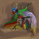 amethystlongcat antennae arthropod avian beak bird feathered_wings feathers gryphon insect male mammal monster nightmare_fuel nude open_mouth parrot simple_background transformation wings 