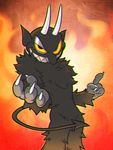  2017 black_fur claws cuphead_(game) demon fire fur horn male pointy_ears smile solo the_devil_(cuphead) video_games こんみ 