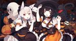  animal_ears cleavage dress halloween neko rain_lan witch 