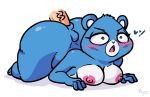  &lt;3 anal anal_penetration anthro areola bear big_butt blue_fur blush breasts butt care_bears crossgender disembodied_penis duo female fur grumpy_bear male mammal mumblegroan nipples penetration penis simple_background solo_focus white_background 