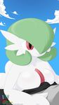  2017 animated big_breasts blinking breasts bulge butt clothed clothing cloud duo female female_focus gardevoir green_hair green_skin hair hand_on_stomach humanoid imminent_sex loop male male/female nintendo not_furry nude outside pok&eacute;mon pok&eacute;mon_(species) pok&eacute;morph red_eyes sky smile solo_focus video_games white_skin zenminch 