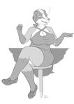  2017 5_fingers anthro badger bailey_(momosukida) biped breasts cheek_tuft cleavage clothed clothing digital_media_(artwork) dress drunk ear_piercing female footwear front_view full-length_portrait glass greyscale hair half-closed_eyes hi_res holding_glass holding_object humanoid_hands looking_at_viewer mammal momosukida monochrome mustelid nipple_bulge open_mouth piercing portrait shoes short_hair signature simple_background sitting snout solo stool thick_thighs tuft white_background 