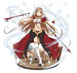  alternate_costume asuna_(sao) breasts brown_eyes brown_hair cleavage cosplay_request dual_wielding elbow_gloves floating_hair full_body gloves holding holding_sword holding_weapon hood long_hair looking_at_viewer medium_breasts midriff navel official_art simple_background skirt smile solo standing stomach sword sword_art_online sword_art_online:_code_register thighhighs very_long_hair weapon white_background white_gloves white_hood white_legwear 