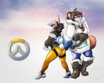  2017 anthro bag boots brown_fur butt butt_pose cainethelongshot canine canteen chow cindy cinny clothed clothing coat costume dog duo female female/female food footwear friends fur furry_coat hair halloween holidays lagomorph looking_at_viewer mammal markings mei overwatch parka pingguo pomme popsickle popsicle puffy rabbit roommates simple_background slightly_chubby smile standing tracer video_games 