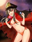  bikini black_hair blush cape fate/grand_order halloween hat long_hair majin_archer red_eyea smile 