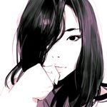  face hair_over_one_eye ilya_kuvshinov long_hair looking_at_viewer monochrome original simple_background sketch solo white_background 