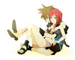  1girl al_(arupaka) blue_eyes brown_hair jewelry kairi_(kingdom_hearts) kingdom_hearts kingdom_hearts_ii red_hair short_hair sora_(kingdom_hearts) 