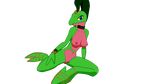  2017 anthro bound breasts eyeshadow female grovyle jewelry leash lipstick looking_at_viewer makeup navel nintendo nipples nude pok&eacute;mon pok&eacute;mon_(species) pussy reptile scalie sitting slave solo tutankabron2uv video_games 