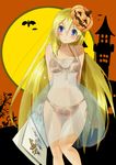  1girl blonde_hair blush halloween kingdom_hearts long_hair namine nightgown pumpkin underwear 
