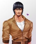  bad_id bad_pixiv_id beard black_hair collarbone facial_hair heart jacket looking_at_viewer male_focus matsu_(bandan) muscle ryuu_ga_gotoku ryuu_ga_gotoku_5 shinada_tatsuo solo upper_body 