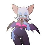  2017 animated anthro bat bat_wings bouncing_breasts breasts clothed clothing digital_media_(artwork) female green_eyes hair half-closed_eyes leggings legwear looking_at_viewer mammal membranous_wings nendoggo rouge_the_bat short_hair simple_background solo sonic_(series) tight_pants white_hair wings 