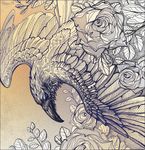  2015 alaiaorax ambiguous_gender avian bird corvid crow digital_media_(artwork) feral membranous_wings solo traditional_media_(artwork) wings 