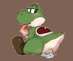 blush brown_background cum cum_on_tongue dildo ejaculation male mario_bros nintendo penis seth-iova sex_toy simple_background sitting solo tapering_penis tongue tongue_out video_games yoshi 