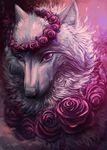  2015 alaiaorax ambiguous_gender canine digital_media_(artwork) feral fur mammal purple_eyes solo white_fur 